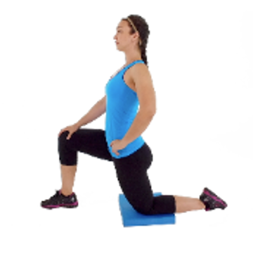 Half hip flexor stretch, a stretch that stops swelling pain from workouts